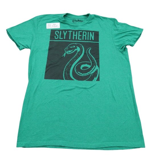Harry Potter Shirt Mens L Green Short Sleeve Slytherin Graphic Print Tee - Picture 1 of 13